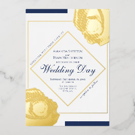 Elegant Rozen met geperste gouden bloeding Folie Uitnodiging