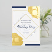 Elegant Rozen met geperste gouden bloeding Folie Uitnodiging (Staand Voorkant)