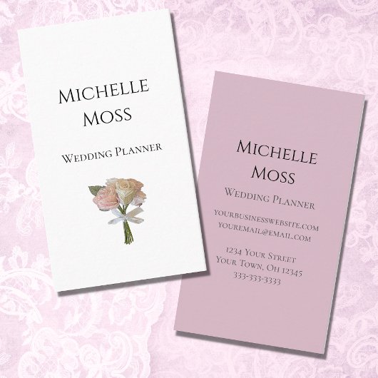 Elegant Rozen Moderne Floral Wedding Planner Visitekaartje