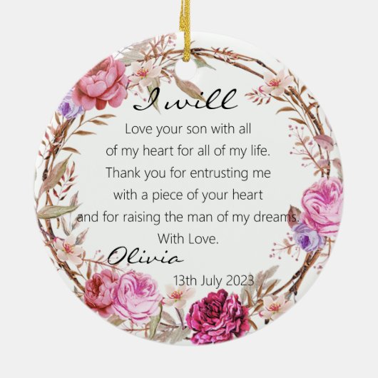 Elegant Rozen Moeder van het bruidbruidshuwelijk Keramisch Ornament (Achterkant)