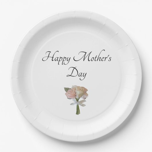 Elegant Rozen Moederdag Floral Brunch Papieren Bordje (Voorkant)