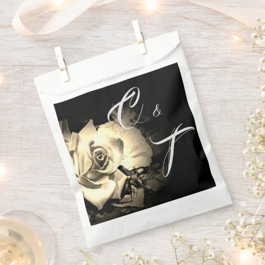 Elegant Rozen Monogrammen Bedankzakje (Geknipt)