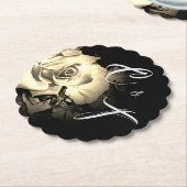 Elegant Rozen Monogrammen Kartonnen Onderzetters (Gekanteld)