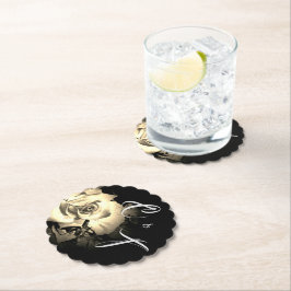 Elegant Rozen Monogrammen Kartonnen Onderzetters