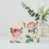 Elegant Rozen op het handschrift Frans script Briefkaart (Staand voorkant)