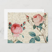Elegant Rozen op het handschrift Frans script Briefkaart (Voorkant / Achterkant)