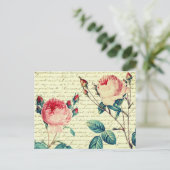 Elegant Rozen op het handschrift Frans script Briefkaart (Staand voorkant)