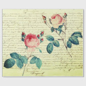 Elegant  Rozen op het handschrift Frans script Cadeaupapier (Vlak)