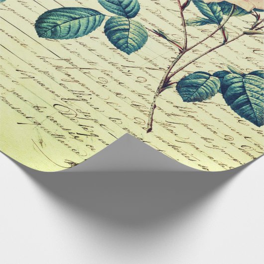 Elegant  Rozen op het handschrift Frans script Cadeaupapier (Hoek)