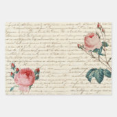 Elegant  Rozen op het handschrift Frans script Inpakpapier Vel (Voorkant 2)