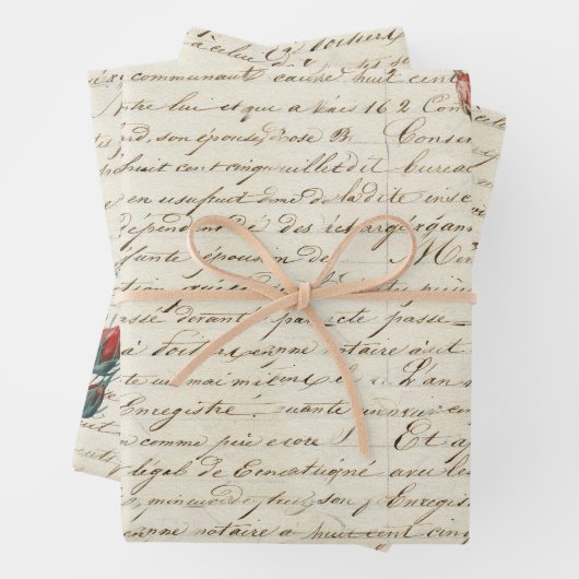 Elegant Rozen op het handschrift Frans script Inpakpapier Vel (In situ)