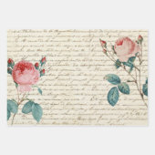 Elegant  Rozen op het handschrift Frans script Inpakpapier Vel (Voorkant)