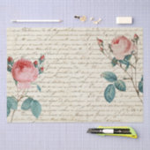 Elegant Rozen op het handschrift Frans script Tissuepapier (Craft)