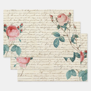 Elegant  Rozen op het Handschrijven van Frans Manu Inpakpapier Vel