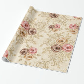 Elegant rozen patroon cadeaupapier (Uitgerold)