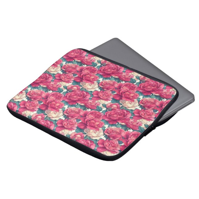 Elegant Rozen patroon groot Laptop Sleeve (Voorkant top)