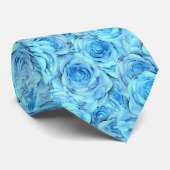 Elegant rozen patroon in turquoise, bloemig stropdas (Opgerold)