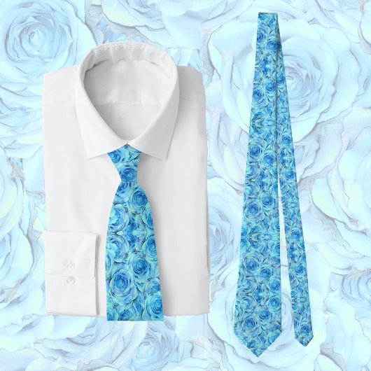 Elegant rozen patroon in turquoise, bloemig stropdas