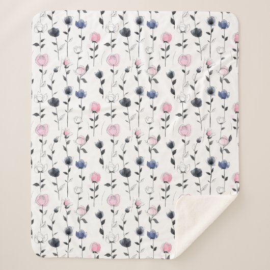 Elegant rozen patroon sherpa deken (Voorkant)