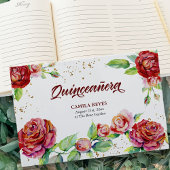 Elegant  Rozen Rode roze Floral Quinceanera Gastenboek