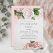 Elegant Rozen Roze Floral Cream Engagement Party Kaart