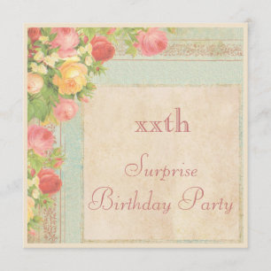 Elegant  Rozen Surprise Birthday Party Kaart