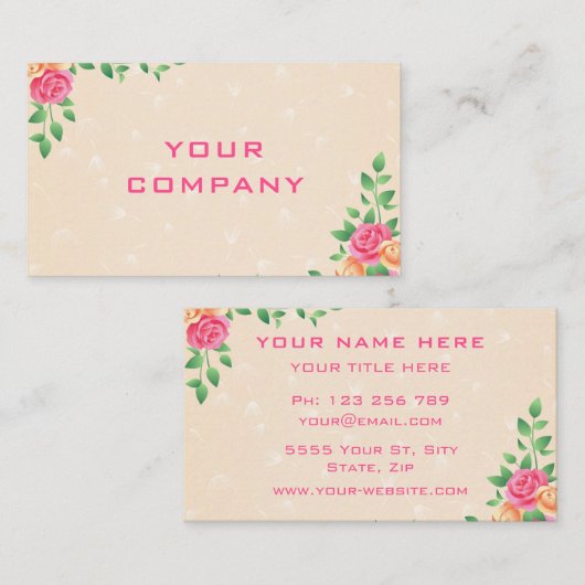 Elegant Rozen Tuin Lijst Moderne Professional Visitekaartje (Voorkant / Achterkant)