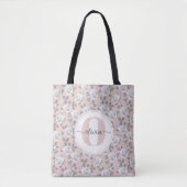 Elegant Rozen Tuin Monogram Roze Tote Bag (Voorkant)