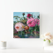 Elegant  Rozen Vierkante Klok (Huis)