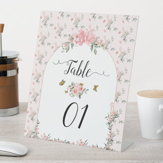 Elegant Rozen & Vlinders Baby shower Reclamebord Met Voetstuk (Insitu)