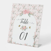 Elegant Rozen & Vlinders Baby shower Reclamebord Met Voetstuk (Voorkant)