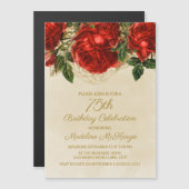Elegant rozen Vrouwen 75e verjaardag Magnetische Uitnodiging (Voorkant / Achterkant)