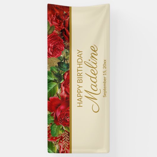 Elegant  rozen Vrouwendag Spandoek (Verticaal)