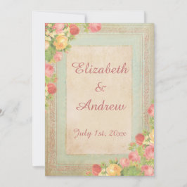 Elegant  Rozen Wedding Kaart