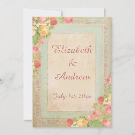 Elegant  Rozen Wedding Kaart (Voorkant)