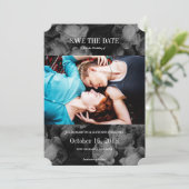 Elegant Rozen zwart + witte foto Sla de data op Save The Date (Staand voorkant)