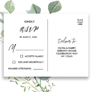 Elegant RSVP Briefkaart Zwart wit