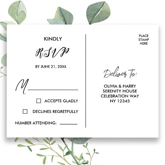 Elegant RSVP Briefkaart | Zwart wit