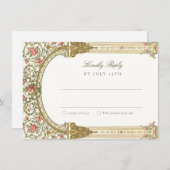 Elegant RSVP Card with Baroque Gold Kaart (Voorkant / Achterkant)