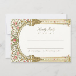 Elegant RSVP Card with Baroque Gold Kaart