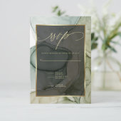 Elegant RSVP Deep Forest Drab Green Marked Ink Kaartje (Staand voorkant)