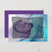 Elegant RSVP Deep Paars Aqua Marble Ink (Voorkant / Achterkant)