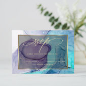 Elegant RSVP Deep Paars Aqua Marble Ink Kaartje (Staand voorkant)