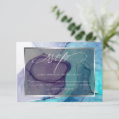 Elegant RSVP Deep Paars Aqua Marble Ink Kaartje (Staand voorkant)