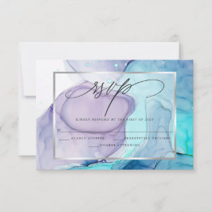 Elegant RSVP-gelabelde inkt Vibrant Aqua Violet RSVP Kaartje
