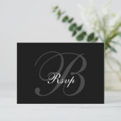 Elegant RSVP-kaart voor bruiloften zwarte grijs RSVP Kaartje (Staand voorkant)