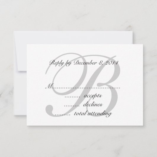 Elegant RSVP-kaart voor bruiloften zwarte grijs RSVP Kaartje (Achterkant)