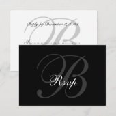 Elegant RSVP-kaart voor bruiloften zwarte grijs RSVP Kaartje (Voorkant / Achterkant)