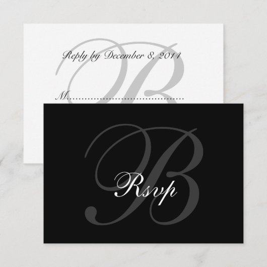 Elegant RSVP-kaart voor bruiloften zwarte grijs RSVP Kaartje (Voorkant / Achterkant)