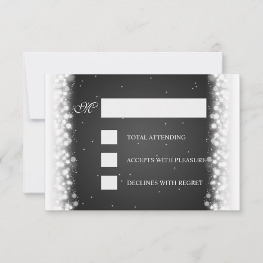 Elegant RSVP Magic Sparkle Black Kaartje (Voorkant)